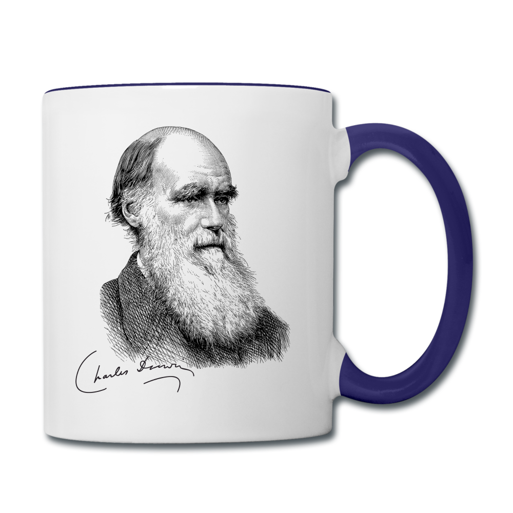 Mug Charles Darwin - blanc/bleu cobalt